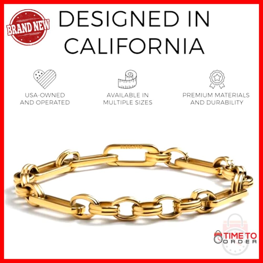 Stainless Steel Rectangular Link Bracelet With Hi… - image 2